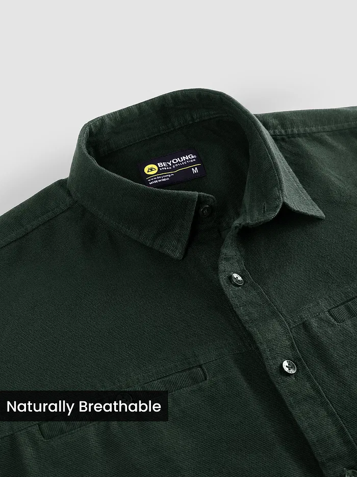 Dark Green Welt Pocketed Shirt