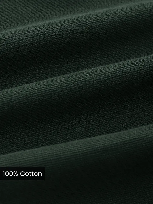 Dark Green Welt Pocketed Shirt