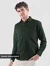 Dark Green Welt Pocketed Shirt