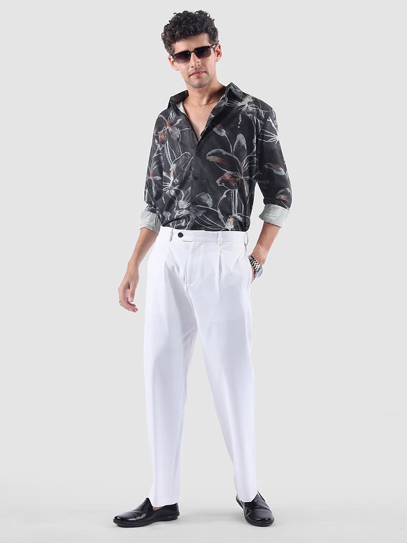 Dark Grey Bold Flower Print Shirt