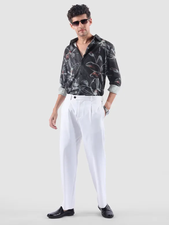 Dark Grey Bold Flower Print Shirt