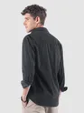 Dark Grey Lazer Cut Floral Textured Corduroy Shirt