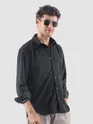 Dark Grey Lazer Cut Floral Textured Corduroy Shirt
