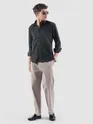 Dark Grey Lazer Cut Floral Textured Corduroy Shirt