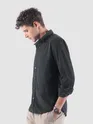 Dark Grey Lazer Cut Floral Textured Corduroy Shirt