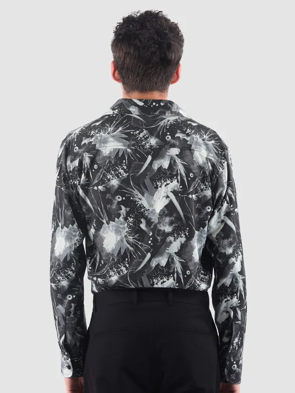 Dark Grey Splash Printed Shirt