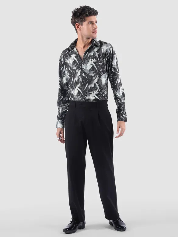 Dark Grey Splash Printed Shirt