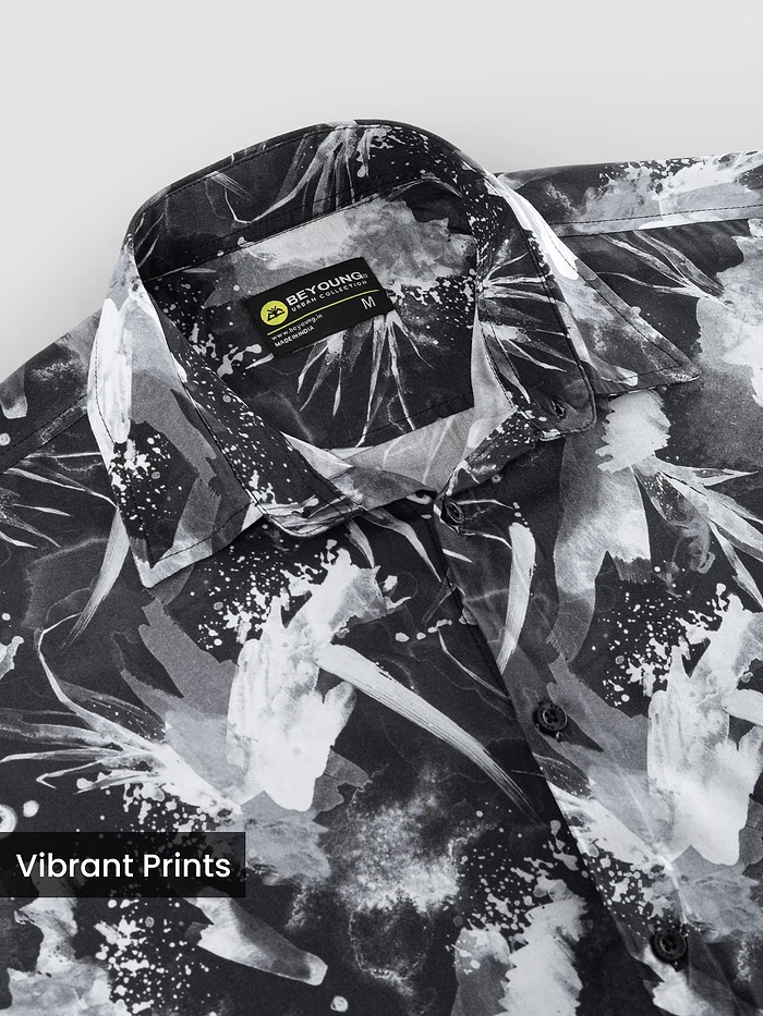 Dark Grey Splash Printed Shirt