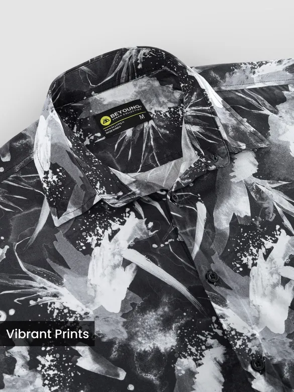 Dark Grey Splash Printed Shirt