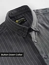 Dark Grey Stripe Button Down Collar Shirt