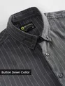 Dark Grey Stripe Button Down Collar Shirt