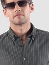 Dark Grey Stripe Button Down Collar Shirt
