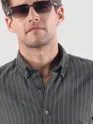 Dark Grey Stripe Button Down Collar Shirt
