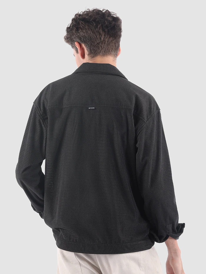 Dark Grey Waffle Corduroy Shacket