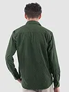 Dark Olive Lazer Cut Stripe Textured Corduroy Shirt