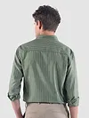 Dark Sage Green Stripe Button Down Collar Shirt