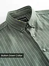 Dark Sage Green Stripe Button Down Collar Shirt