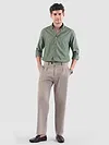 Dark Sage Green Stripe Button Down Collar Shirt
