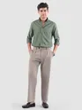 Dark Sage Green Stripe Button Down Collar Shirt