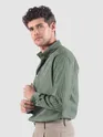 Dark Sage Green Stripe Button Down Collar Shirt