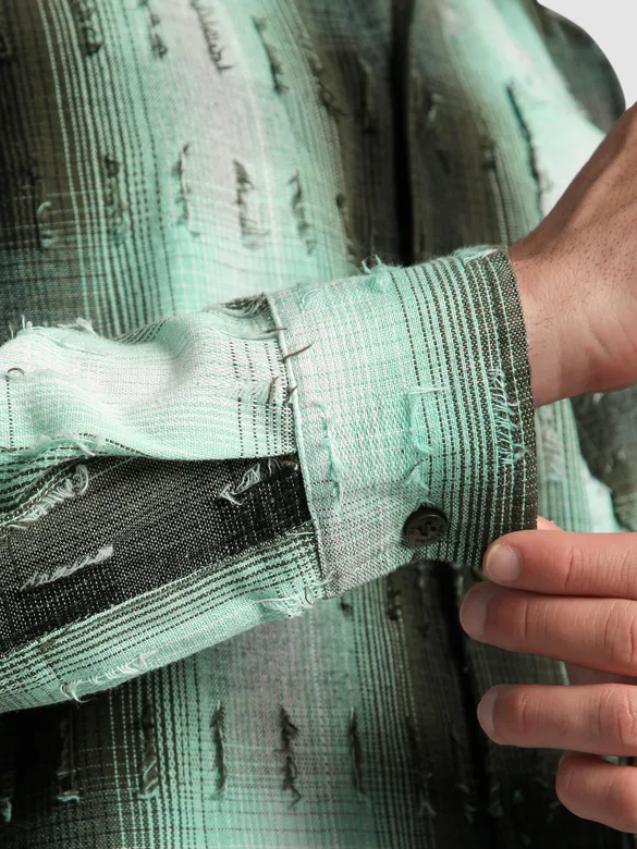 Green Frayed Check Shirt