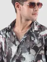 Grey Abstract Tropical Print Shirt