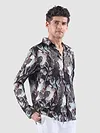 Grey Abstract Tropical Print Shirt