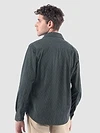 Grey Lazer Cut Stripe Textured Corduroy Shirt
