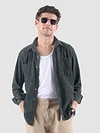 Grey Lazer Cut Stripe Textured Corduroy Shirt