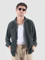 Grey Lazer Cut Stripe Textured Corduroy Shirt