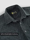 Grey Lazer Cut Stripe Textured Corduroy Shirt