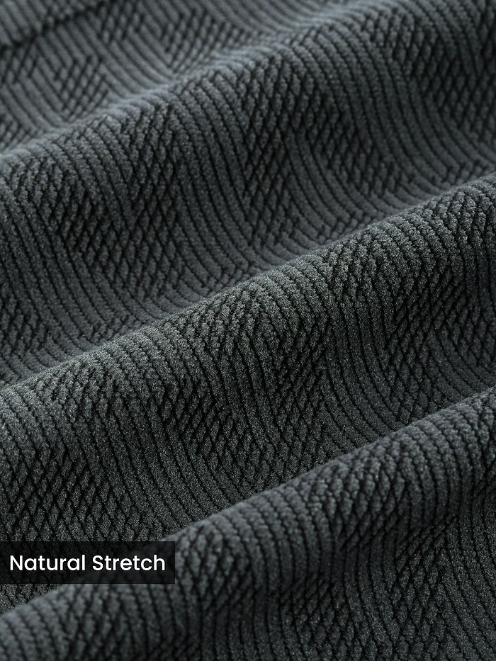Grey Lazer Cut Stripe Textured Corduroy Shirt