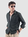 Grey Lazer Cut Stripe Textured Corduroy Shirt