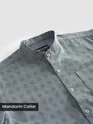 Grey Mandarin Collar Textured Shirt