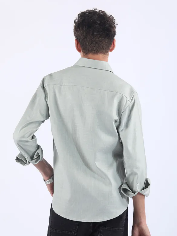 Grey Textured Cotton Shirt