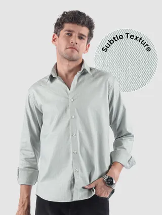 Grey Textured Cotton Shirt