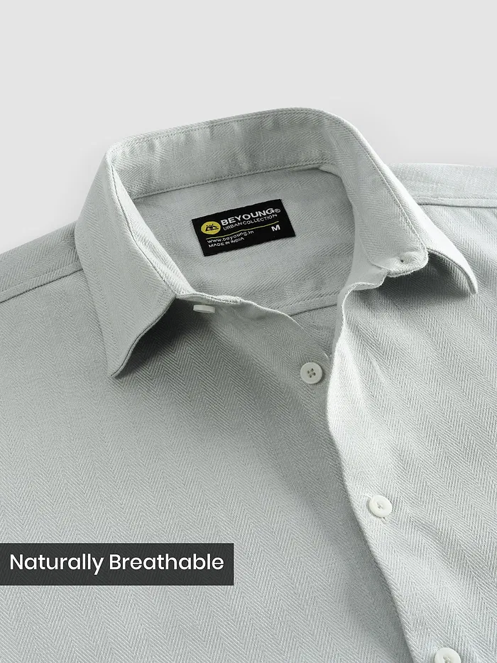 Grey Textured Cotton Shirt