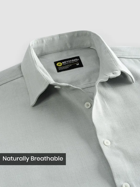 Grey Textured Cotton Shirt
