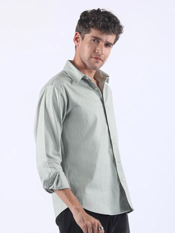 Grey Textured Cotton Shirt