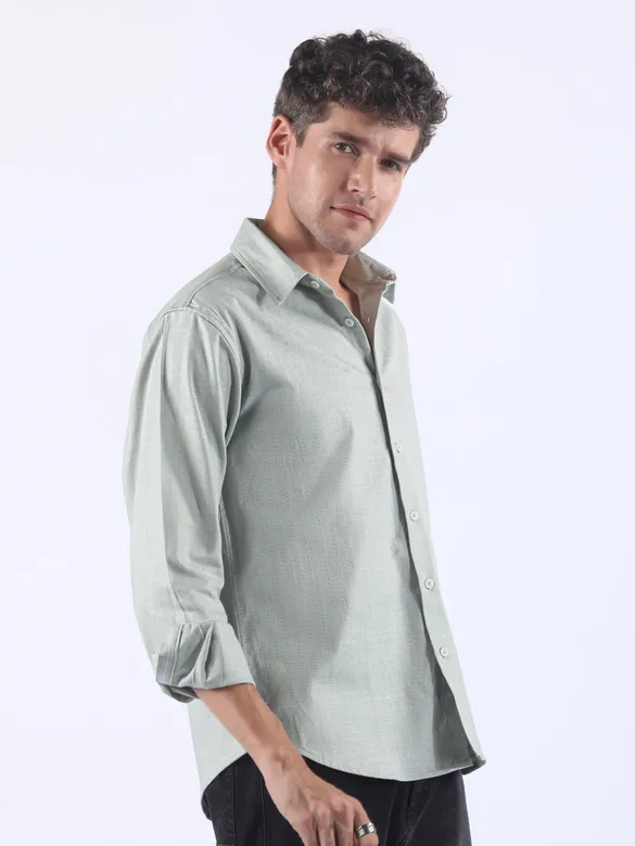 Grey Textured Cotton Shirt