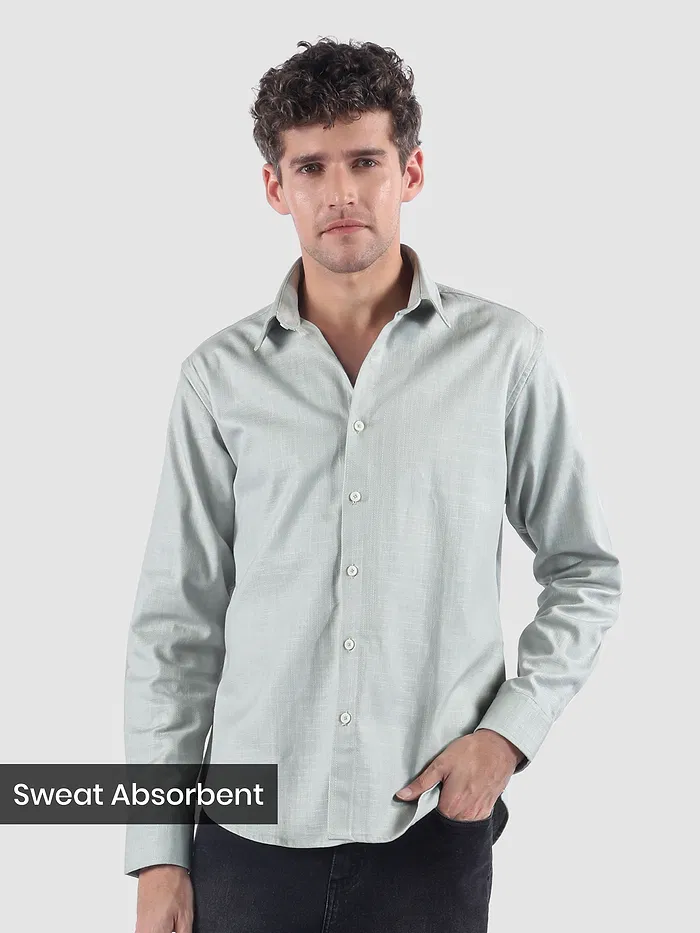 Grey Textured Cotton Shirt