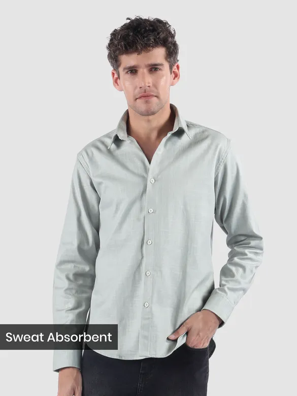 Grey Textured Cotton Shirt