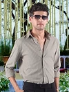 Khaki Stripe Button Down Collar Shirt