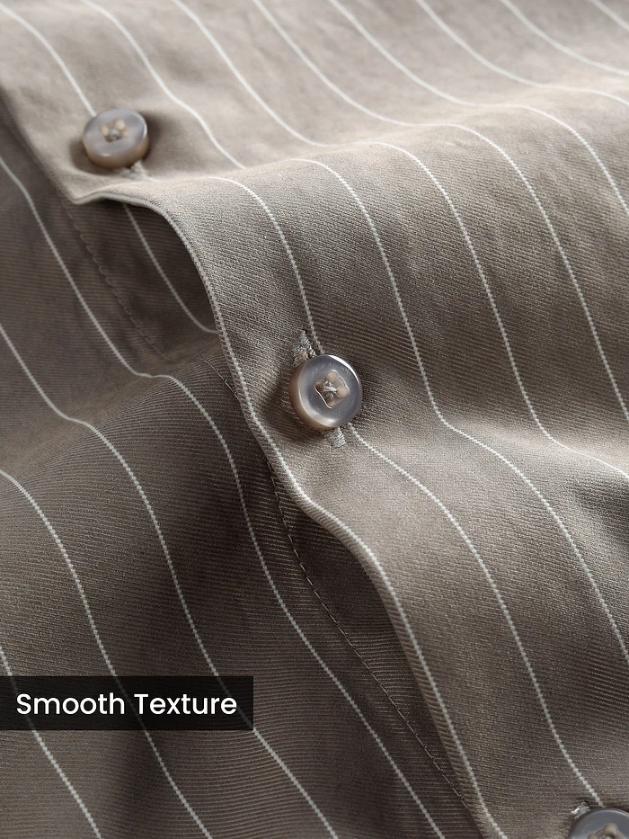 Khaki Stripe Button Down Collar Shirt