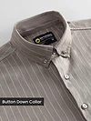 Khaki Stripe Button Down Collar Shirt