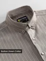 Khaki Stripe Button Down Collar Shirt