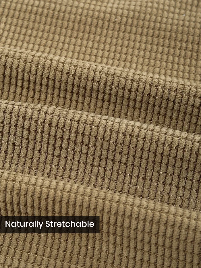 Khaki Waffle Corduroy Shacket
