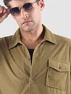 Khaki Waffle Corduroy Shacket