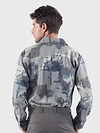 Light Grey &amp; Blue Modern Abstract Printed Shirt