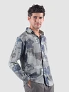 Light Grey &amp; Blue Modern Abstract Printed Shirt